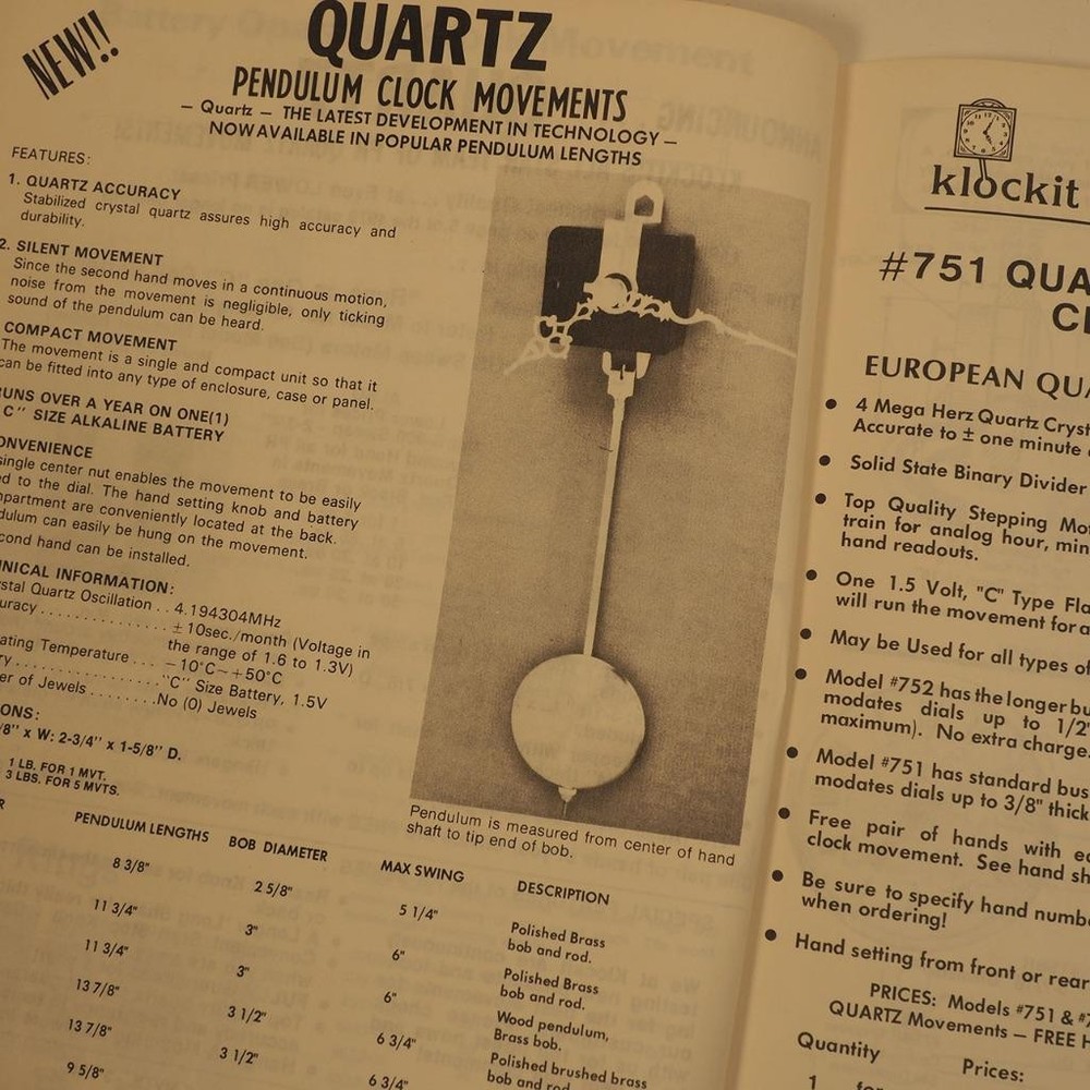 Klockit's Clock Movements & Accessories 1979-80 Clock Catalog