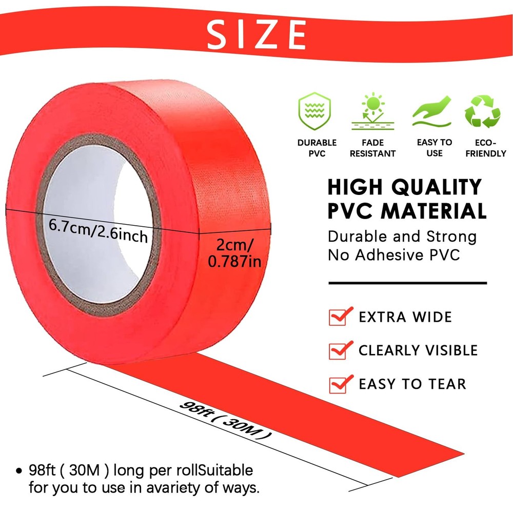 5 Pack Flagging Tape Length: 100 ft, Width: 0.78 inch, Multicolored - 5