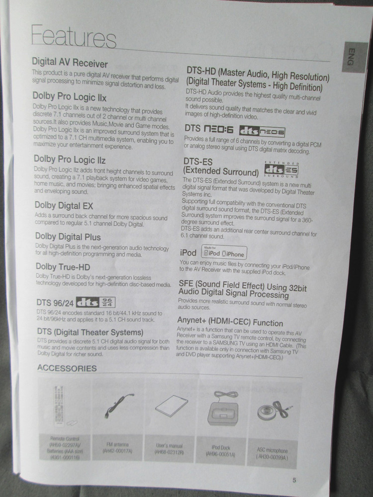 TECHNICS HW-C900 DIGITAL A/V RECEIVER 7.1 DOLBY PRO LOGIC