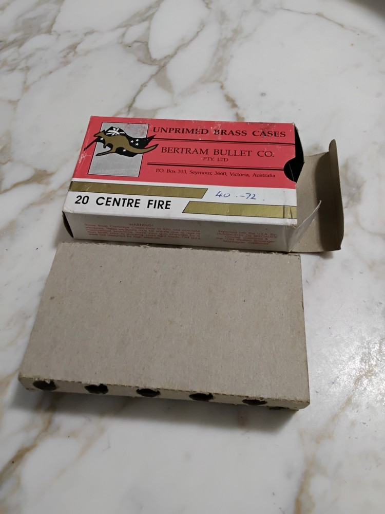 Bertram 40-72 Unprimed Brass Cases Empty Box