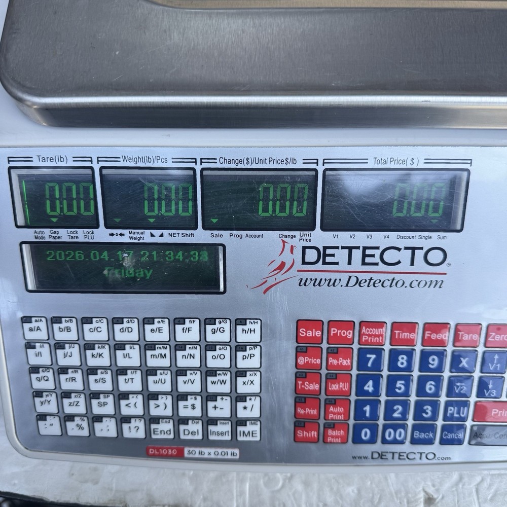 Detecto DL1030 - Price Computing Scale with Integral Printer. 30 lb X 0.01 lb