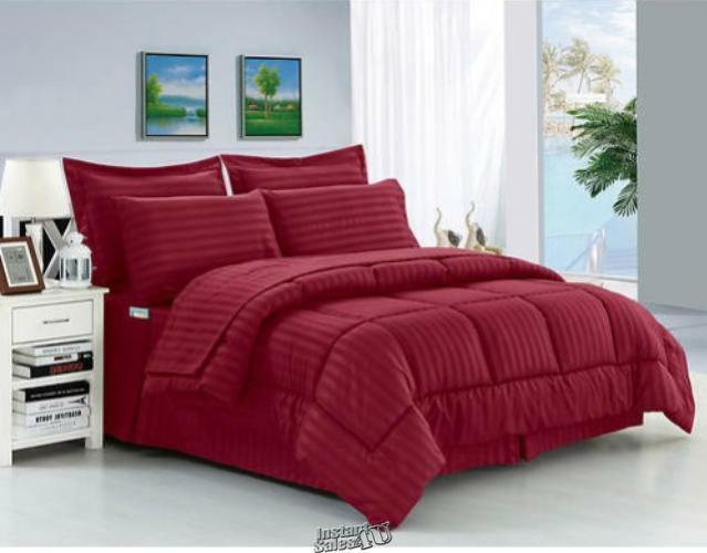 Dobby Stripe 8-pc. Comforter Set Burgundy King