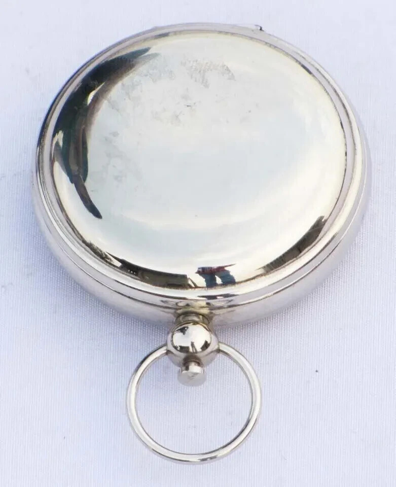 Vintage Brass Compass Push Button Compass Marine Silver Pocket Compass