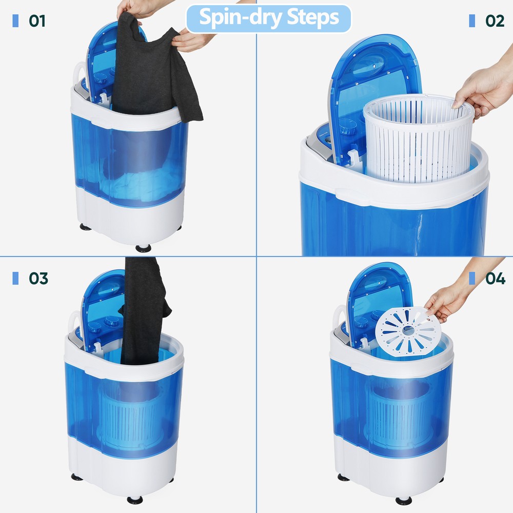 Portable Washing Machine Compact Mini Laundry Washer Idea Drain Pump Hose 9LB