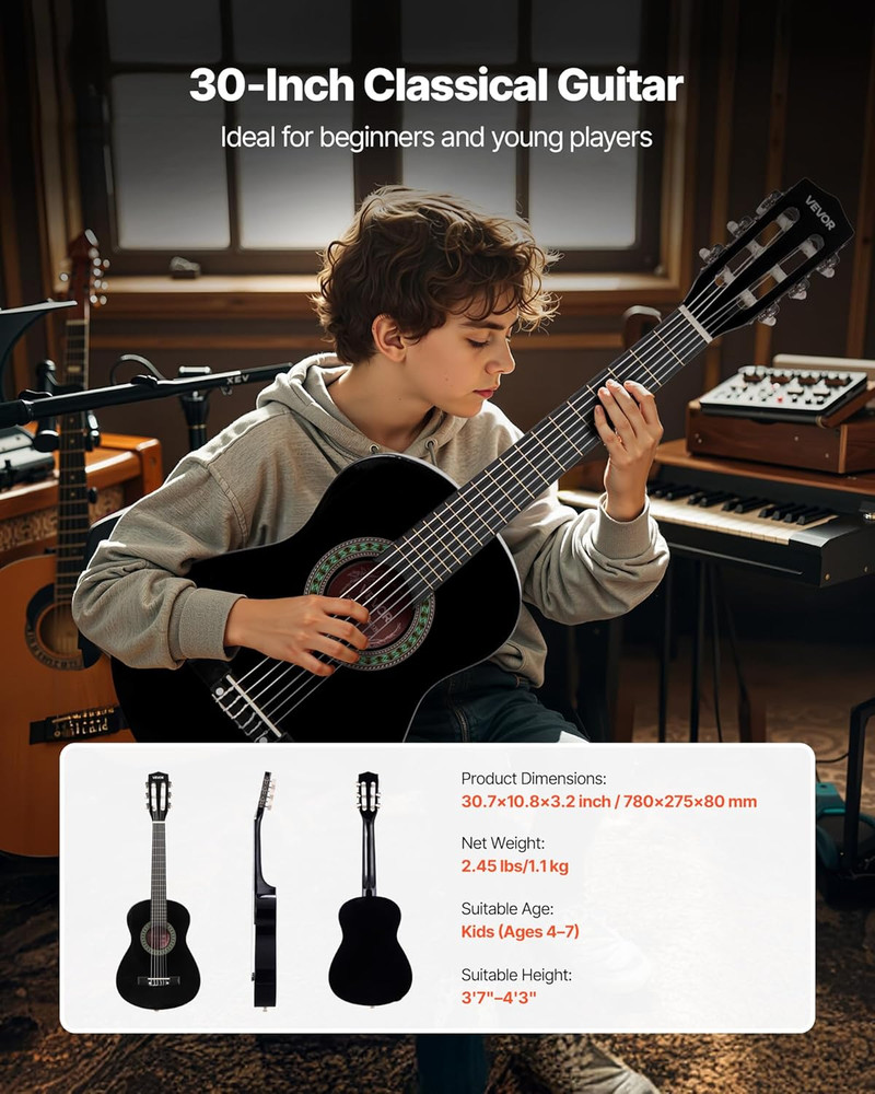 Acoustic Guitar, Classical Guitar Starter Kit for Beginners, with Nylon Strings,