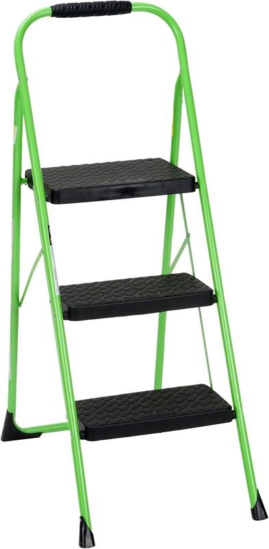Cosco 11408PBL1E Three Step Big Step Folding Step Stool with Rubber Hand Grip, G