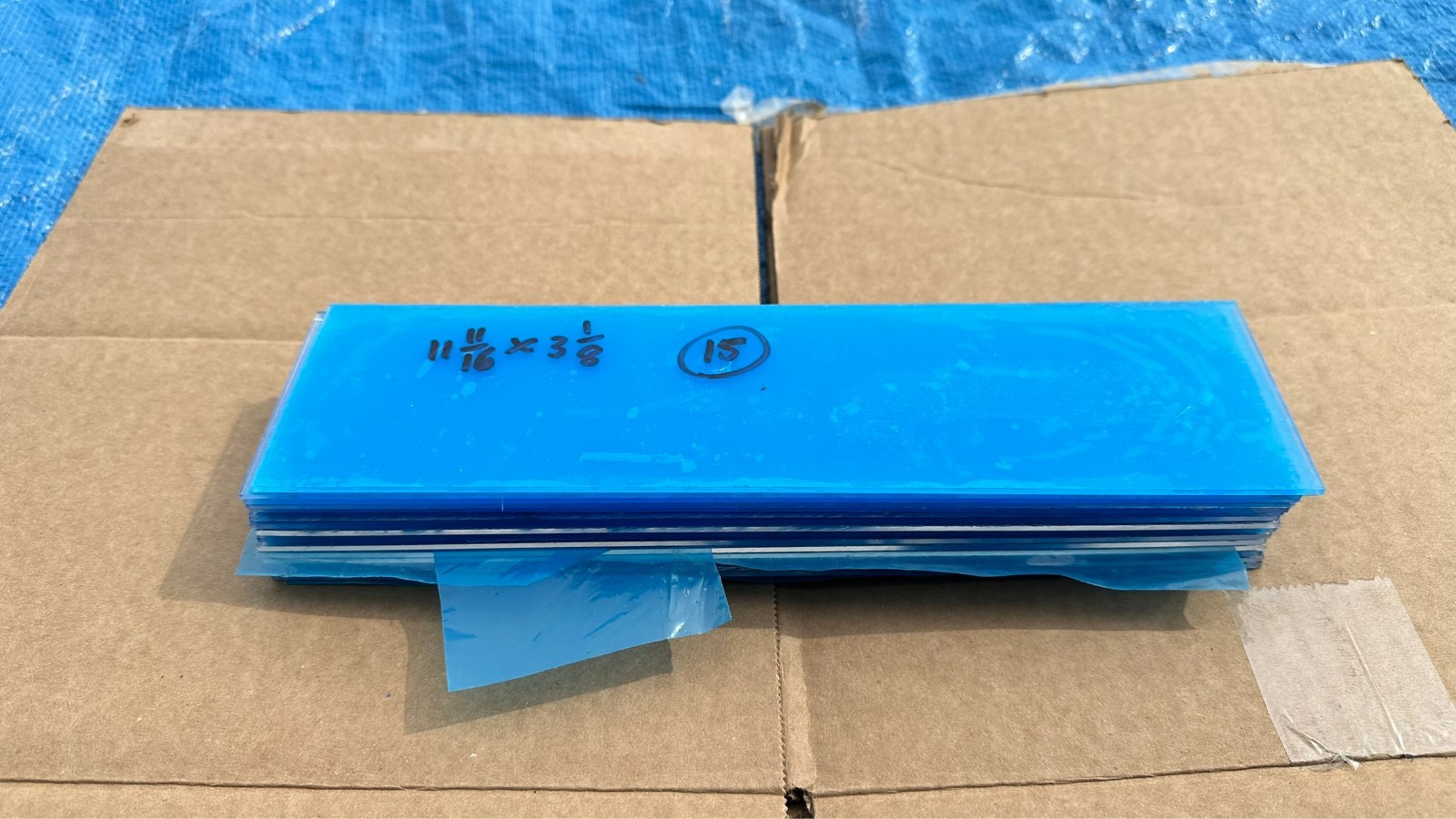 Lot of 15 New Sheets of 11-11/16" x 3-1/8" Acrylic Clear Plexiglass Plexi