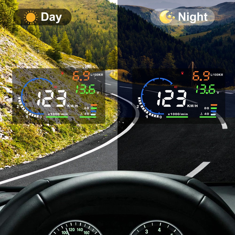 OBD II Car HUD Head Up Display 5.5'' Dash Screen Digital Speedometer Projector
