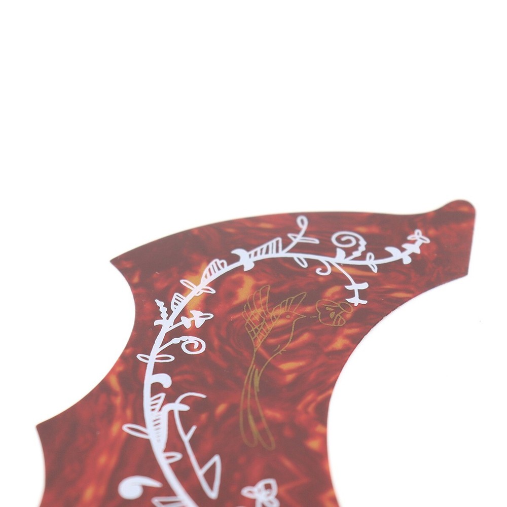 Left/Right Thin Acoustic Guitar Pickguard Self-adhesive Red w/White Pattern