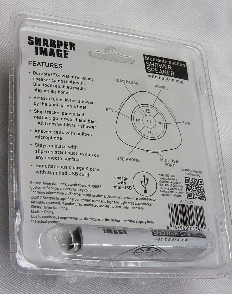 Sharper Image Bluetooth Shower Speaker and With Built In Mic.