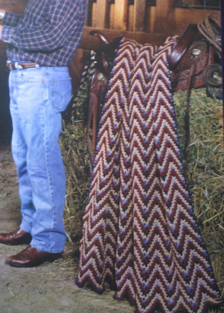 Rustic ripple, afghan;  (#CQE-12)  vintage  crochet  pattern
