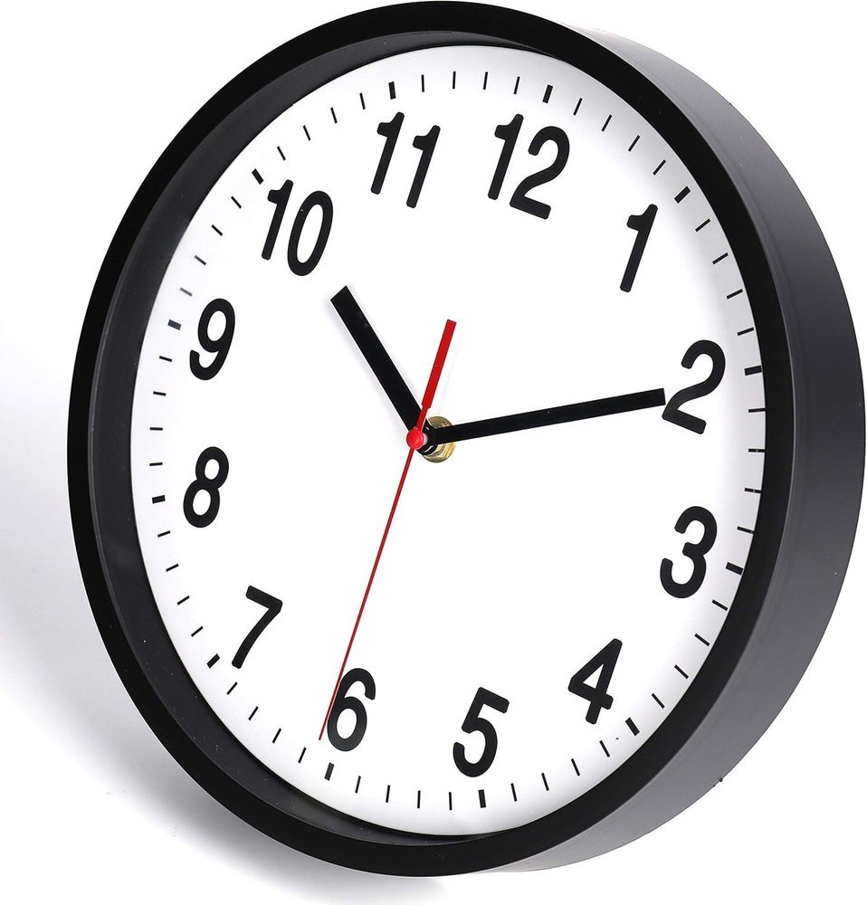 Mainstays Basic Indoor 8.78" Black Analog Round Modern Wall Clock (2 Pack)