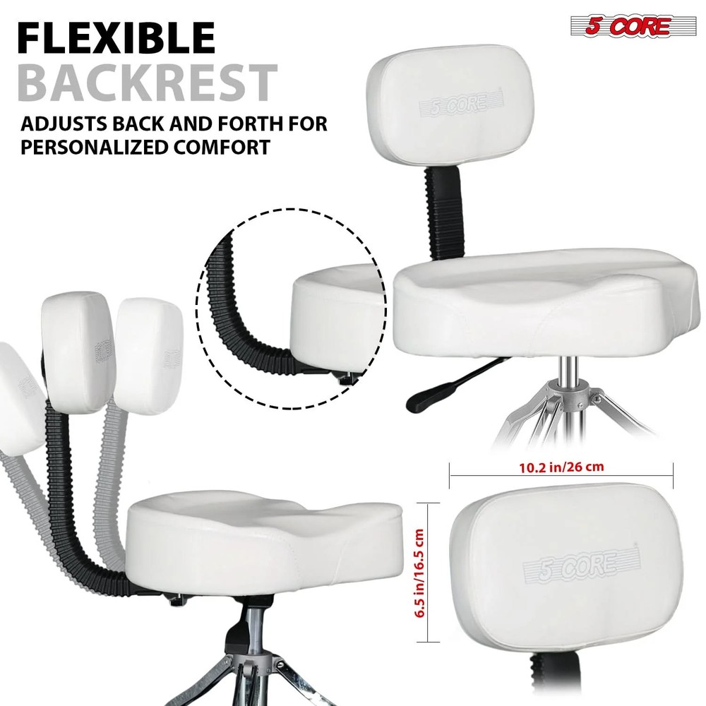 5 Core Drum Throne w Backrest 4" Padded Stool Adjustable 24.5" 441Lb Capacity