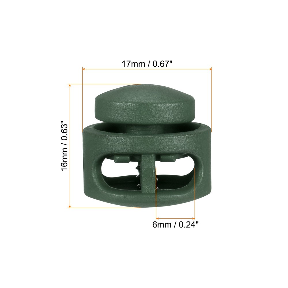 Cord Locks, 30 Pack Round Spring Toggle Stopper, Dark Green