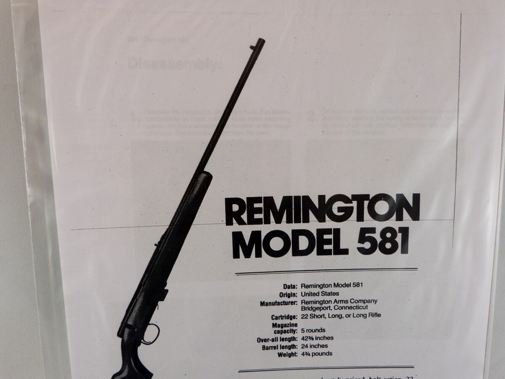 REMINGTON MODEL 581 RIFLE BREAK DOWN INSTRUCTION KIT