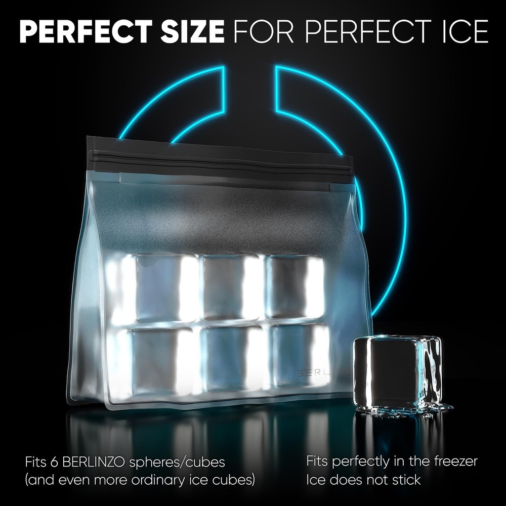 BERLINZO Reusable Ice Storage Bag - Freezer Safe Leak 2-pack, Clear - 2 Pack