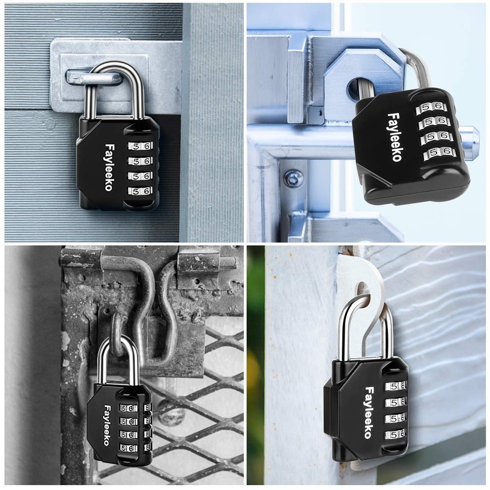 4-Pack Combination Lock 4-Digit Padlock for School Gym Locker Toolbox Case