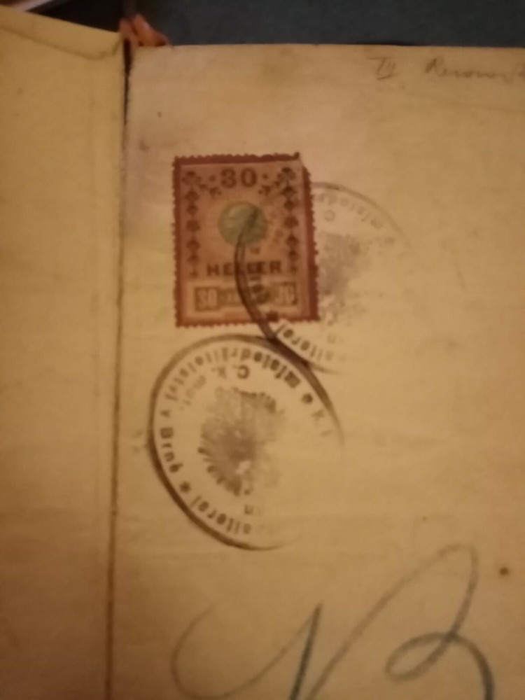 a2c Ephemera 1908 foreign document with franked stamps some wear complete