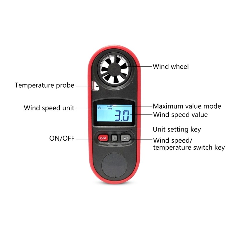 Efficient Anemometer Speed Meter for Measuring Wind Speed Temperature Accurately
