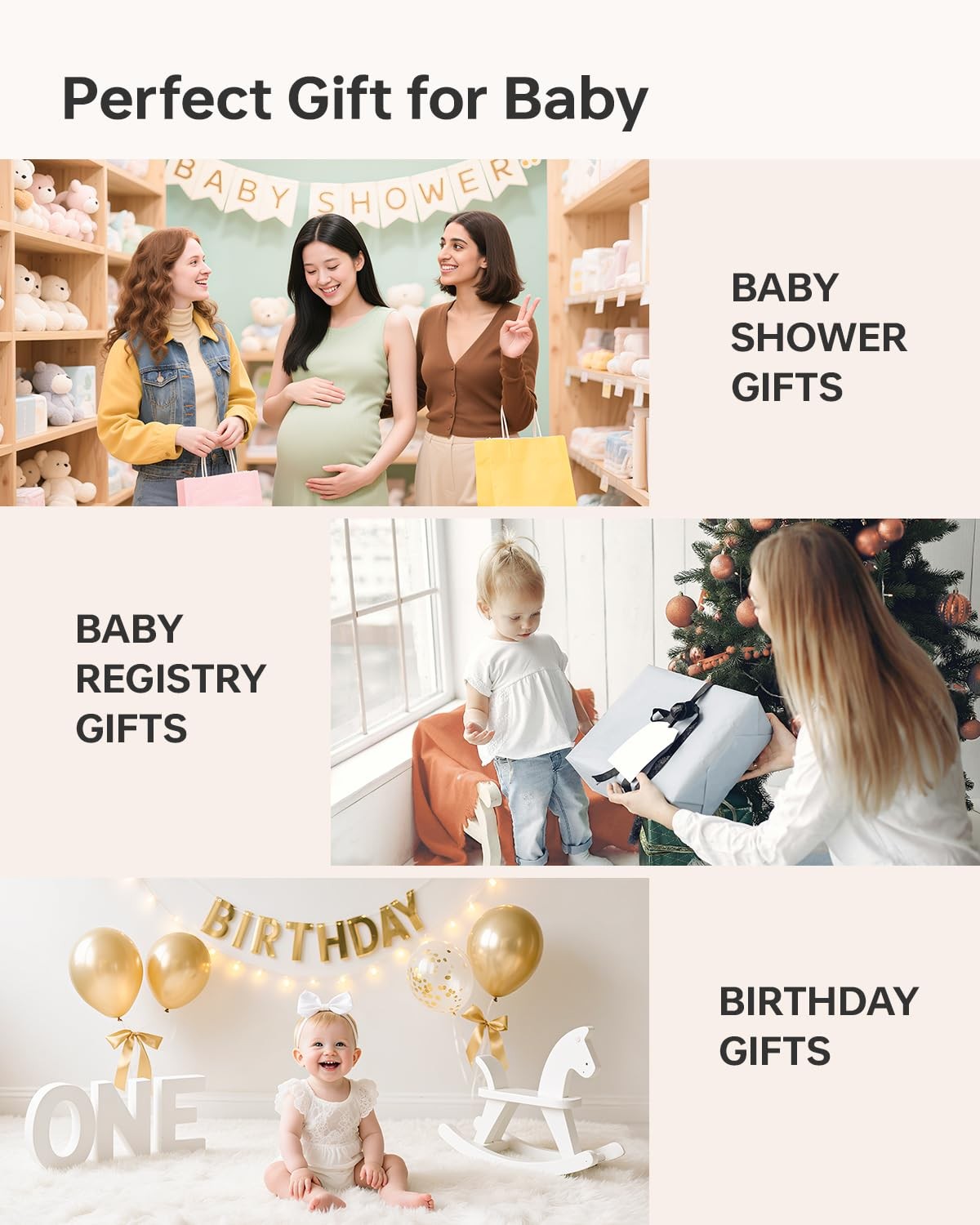 Baby Play Gym Activity Mat, 5 Developmental Zones Wooden Tummy Time Mat with ...