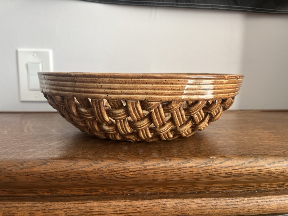 Vintage Ceramic Basket Bowl | Braided Ceramic...