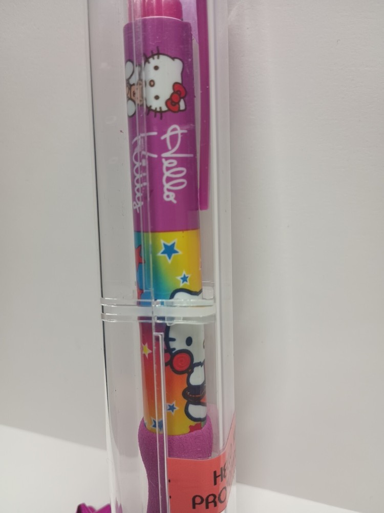 HELLO KITTY PEN PUSH RETRACTABLE GEL INK FOAM GRIP PROTOTYPE RARE WITH CASE