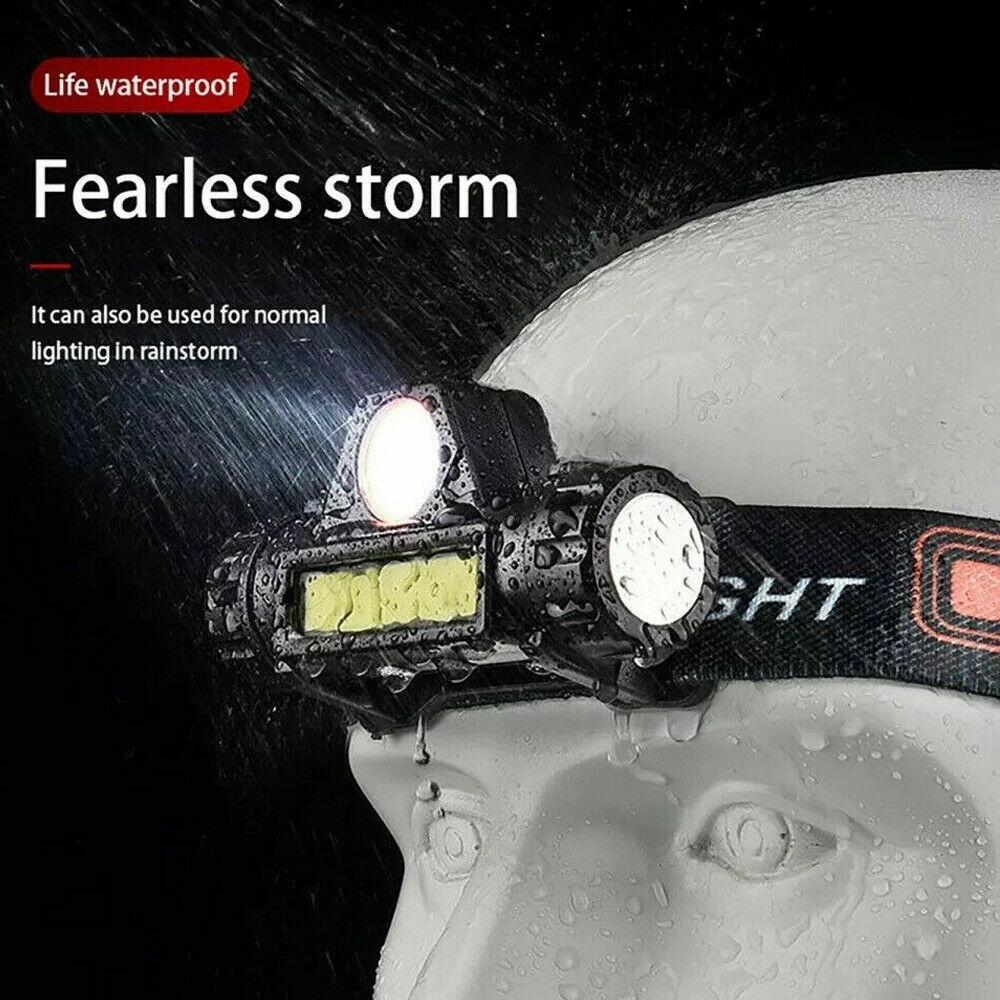 1/2Pack LED Headlamp Headlight Flashlight USB Rechargeable Waterproof Head Light