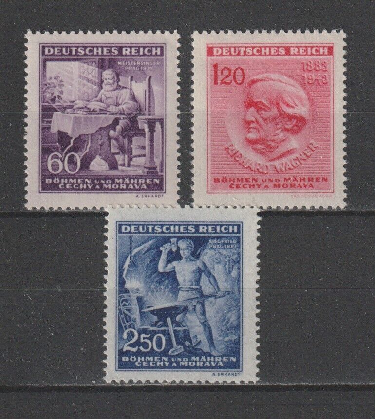 Germany, MI #128-130 Bohemia , Wagner, 1943, MNH
