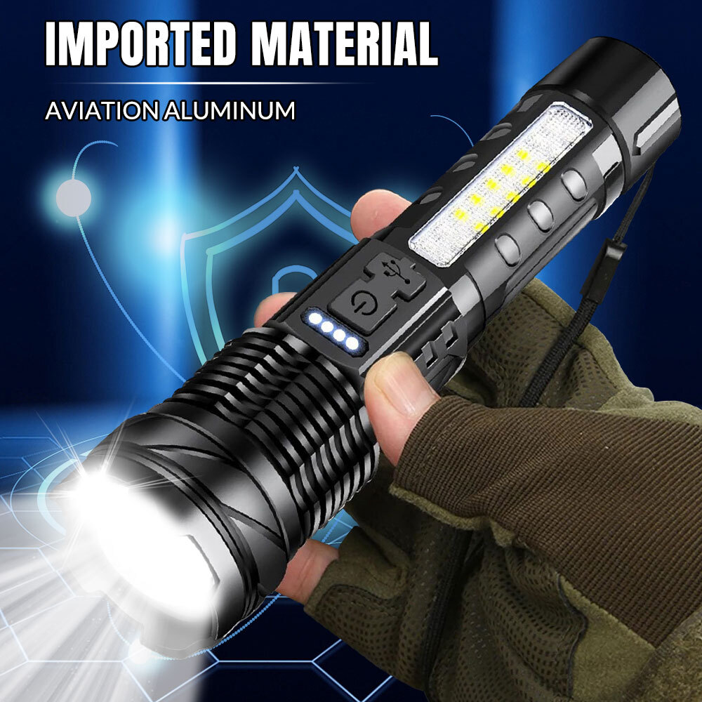 15000000LM Super Bright LED Flashlight Tactical USB Rechargeable LED Work Light