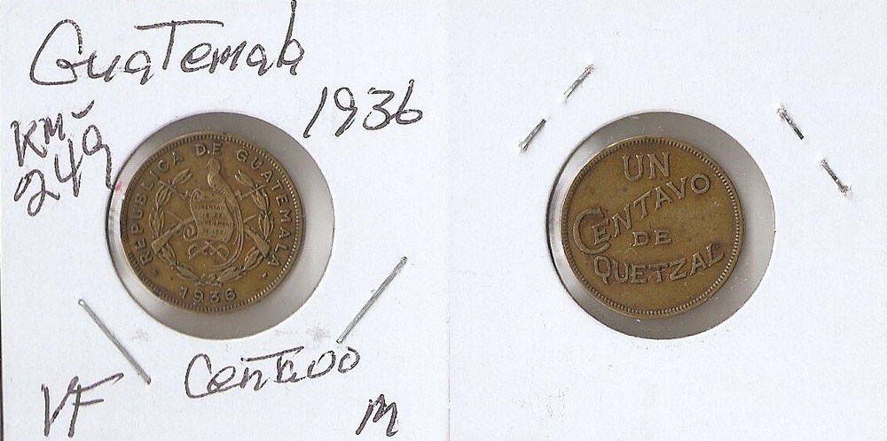 Guatemala 1 centavo 1936 High grade!!!