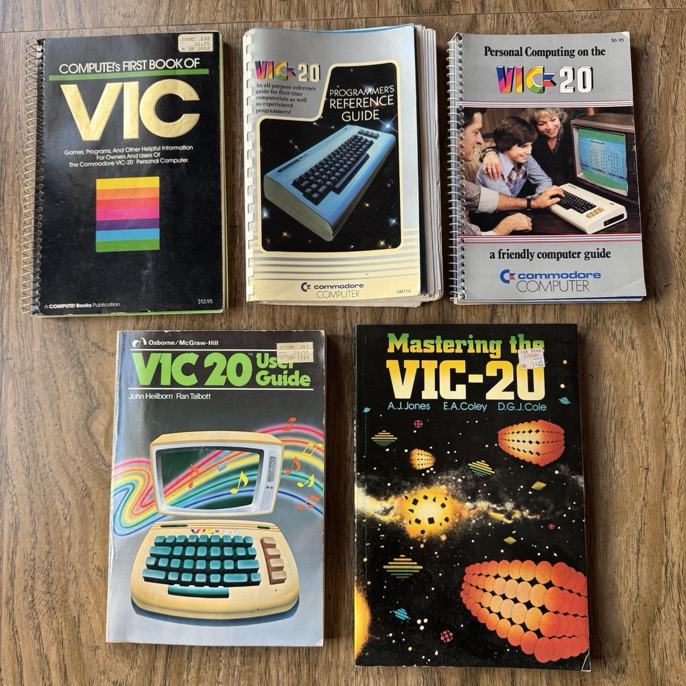 VTG Commodore VIC-20 5 Book Lot Mastering Programmer’s User Guide Compute Games