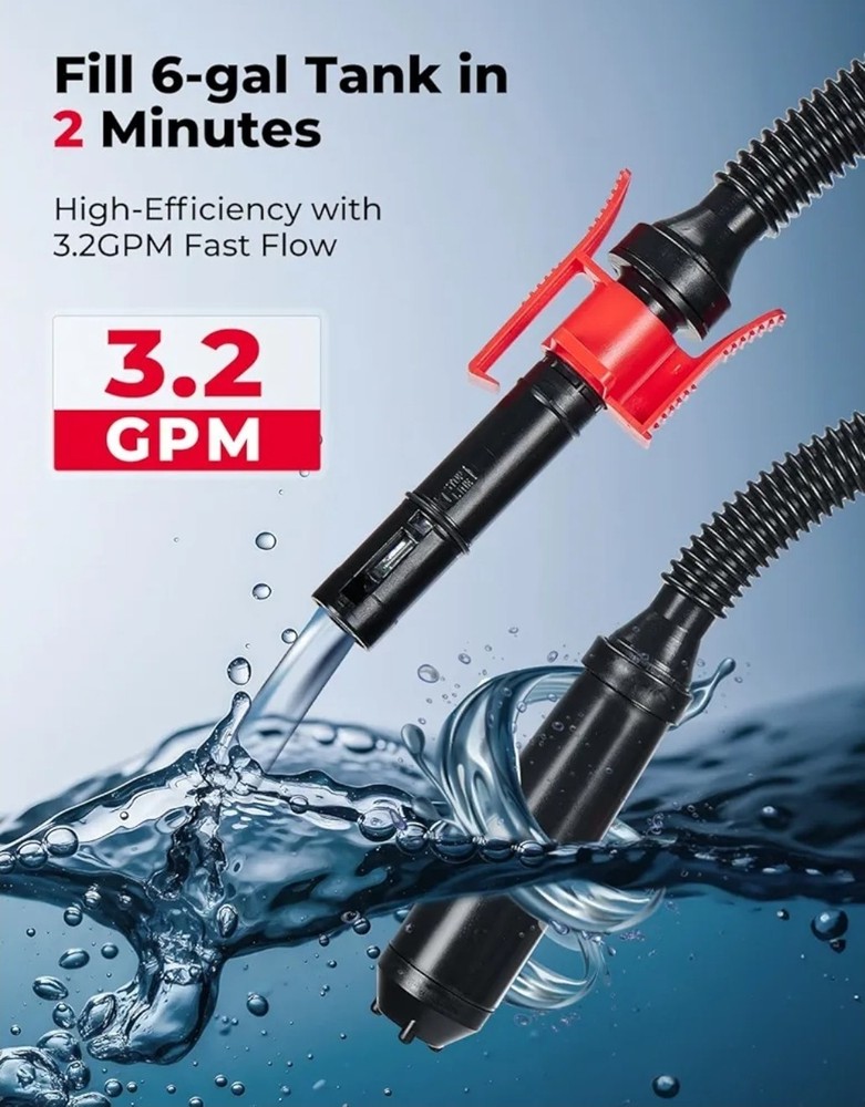 Rechargeable Automatic Fuel Transfer Pump, 3.2 GPM Flow, Auto-Stop Sensor