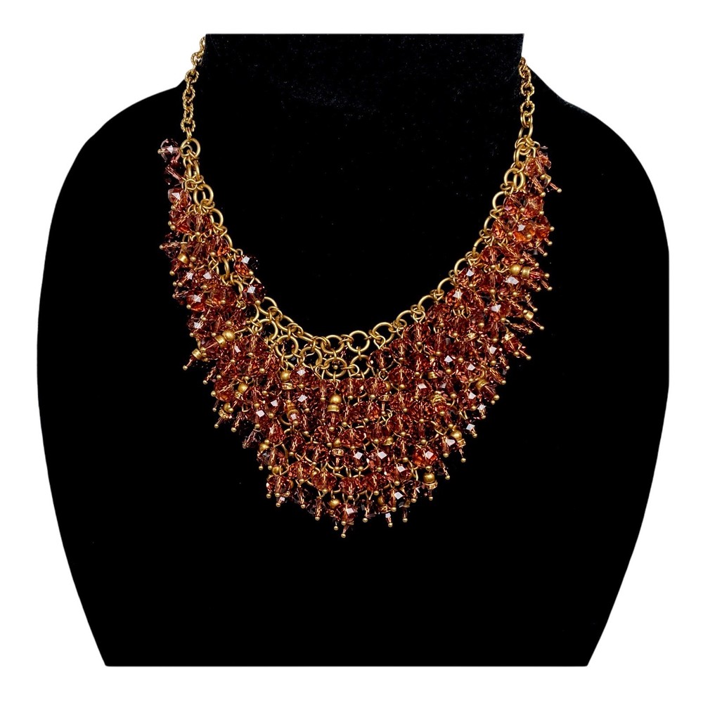 Vintage Talbots Rose-Magenta Rhinestone Signed Statement Necklace