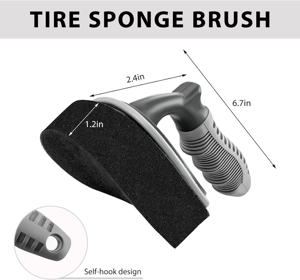 High-Density Sponge Tyre Dressing Applicator Pad with Curved Handle, Reusable...
