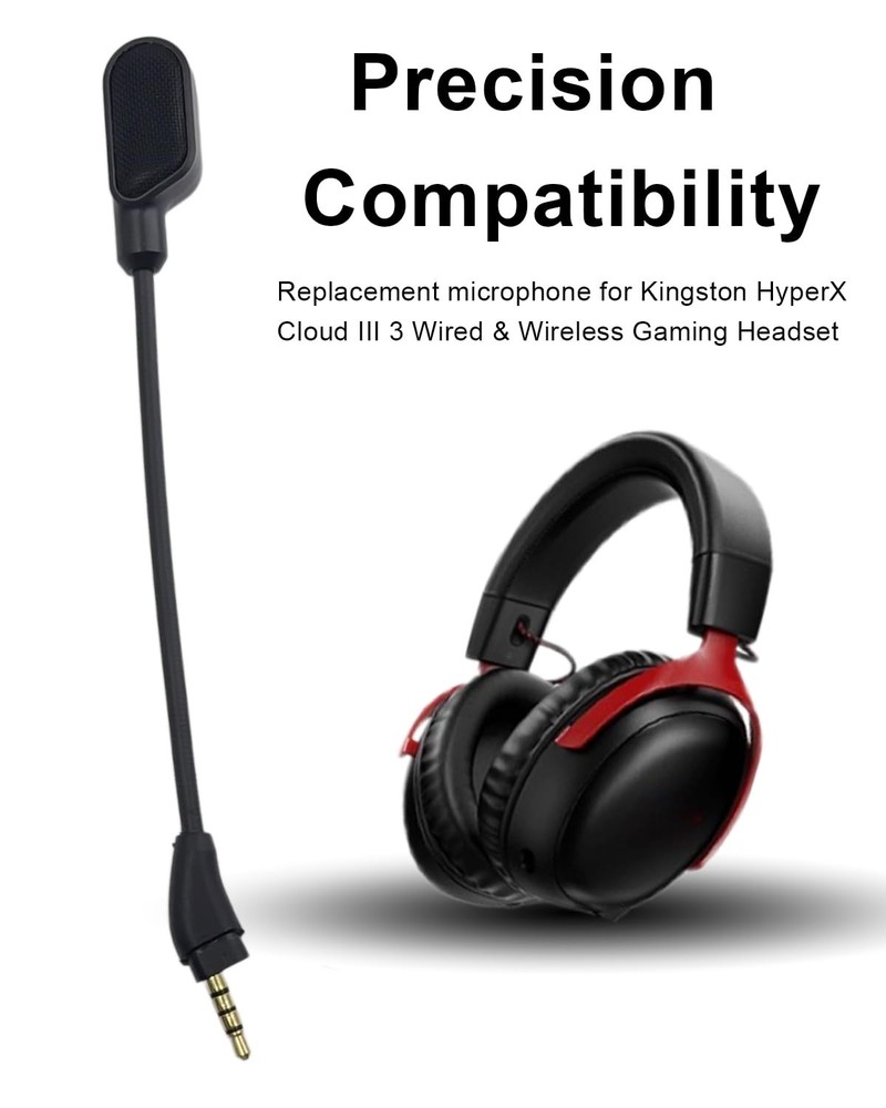 Microphone Replacement 3.5mm Detachable Boom for HyperX Cloud III Wired/Wireless