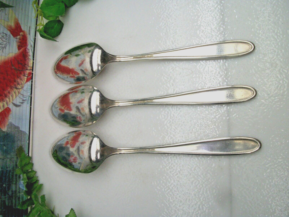 3 Oneida Community Silver GROSVENOR Silverplate Solid Serving Spoons 1921
