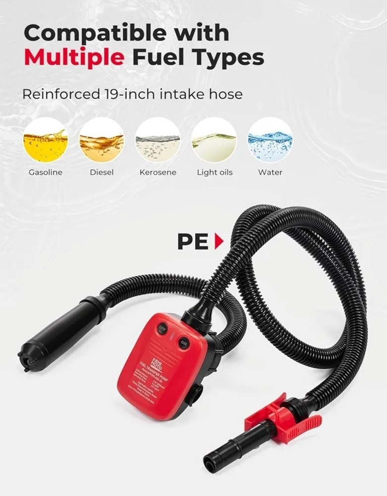 Rechargeable Automatic Fuel Transfer Pump, 3.2 GPM Flow, Auto-Stop Sensor