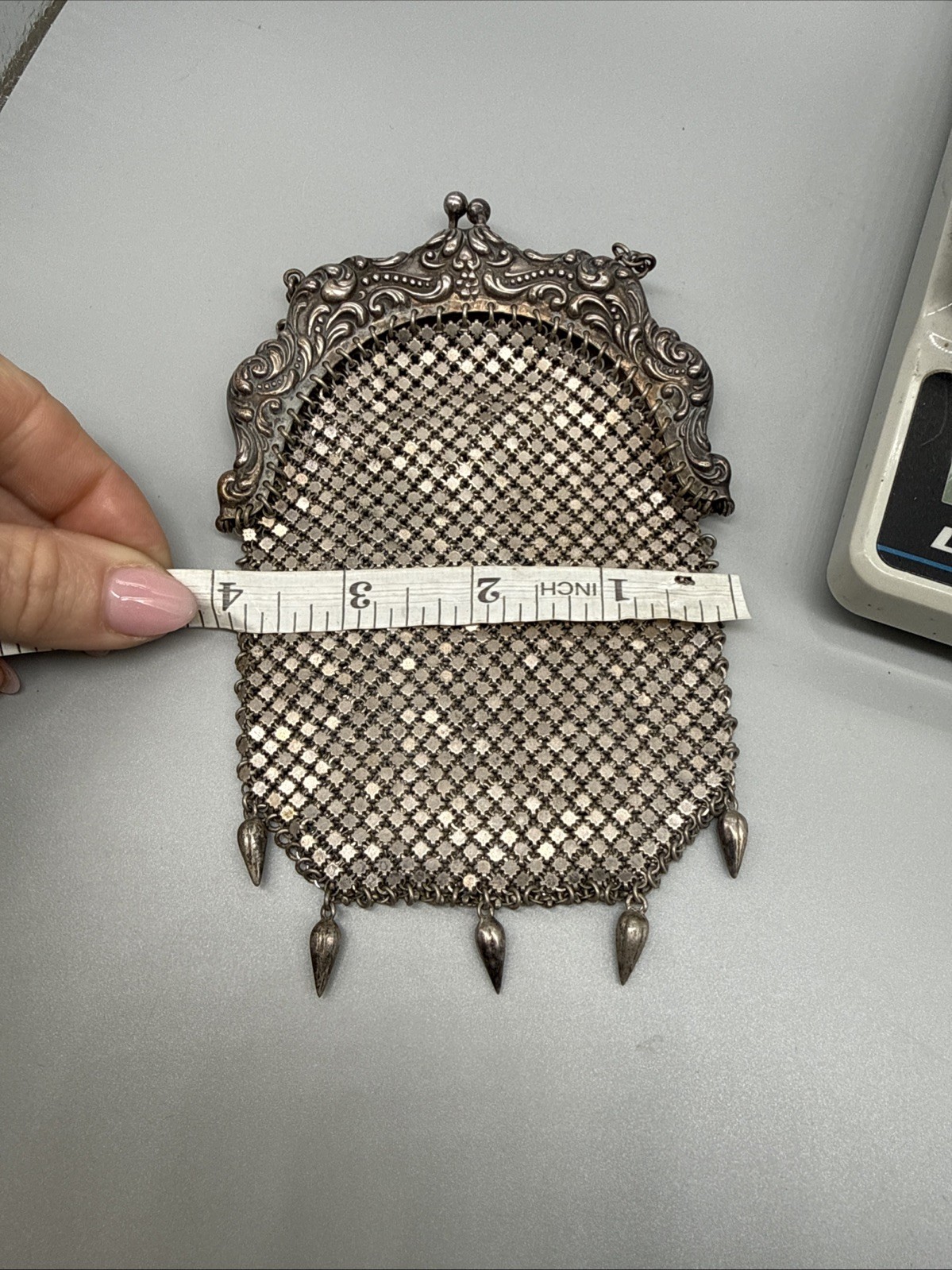 Amazing Antique Art Nouveau German Silver Purse Pouch Mesh Chainmail NICE