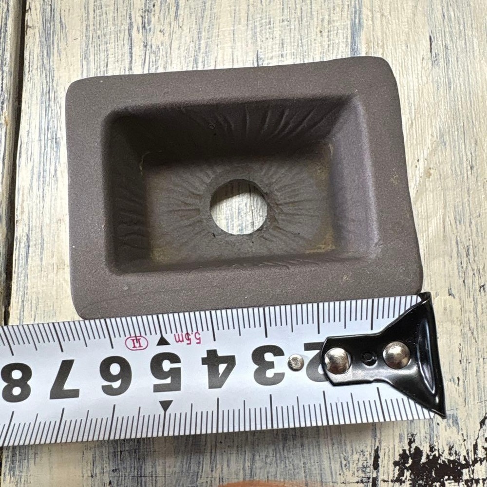 Small Bonsai Pot Dark Brown Rectangular Japanese Art Miniature Tree Container