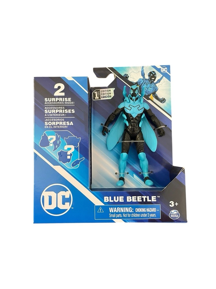 DC Spin Master Blue Beetle 4" Figure With 2 Surprise Accessories