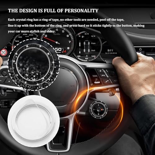Car Bling Crystal Rhinestone Engine Start Decoration Ring, Sparkling 1PCS Black