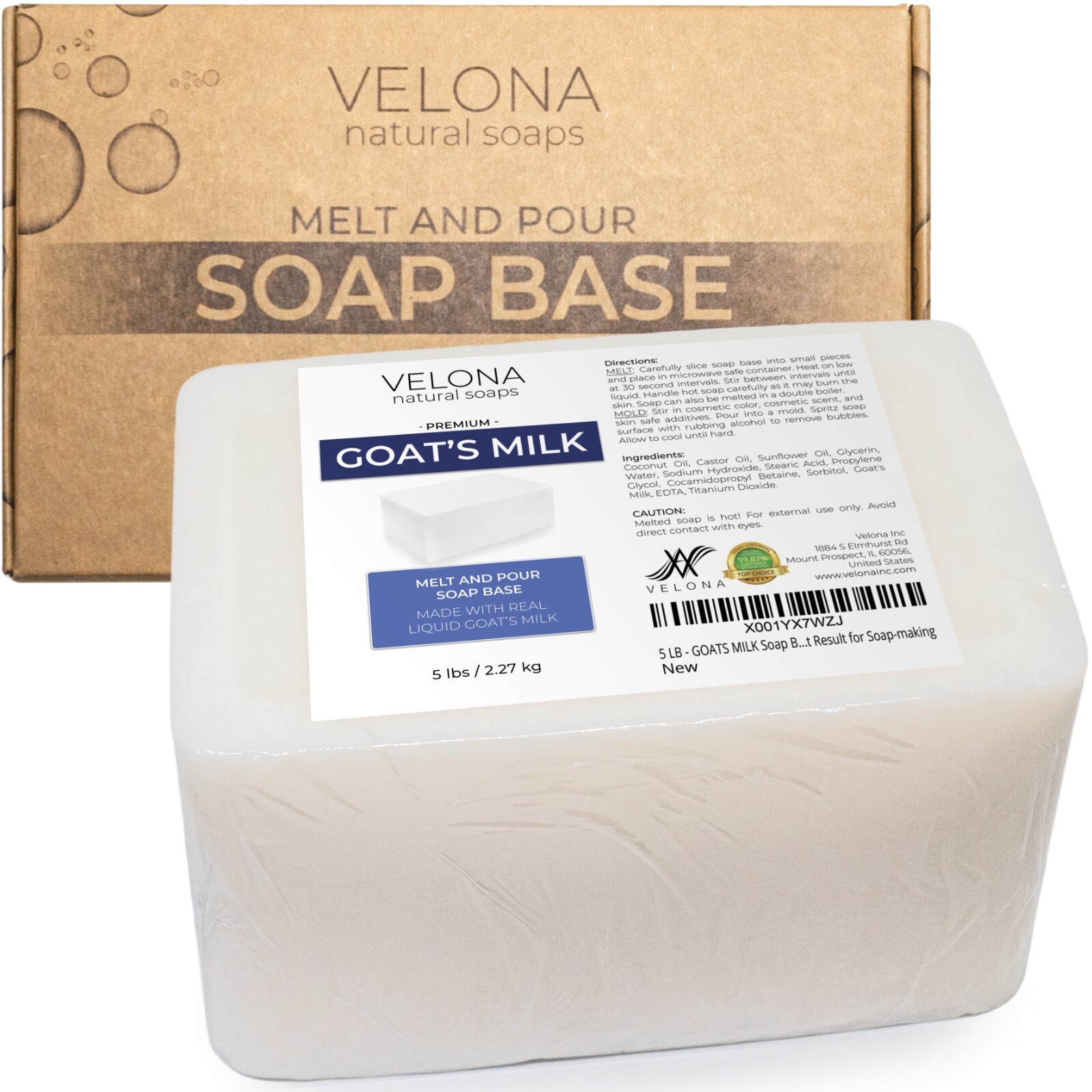 5 LB - GOATS MILK Soap Base by Velona | SLS/SLES free | Melt and Pour