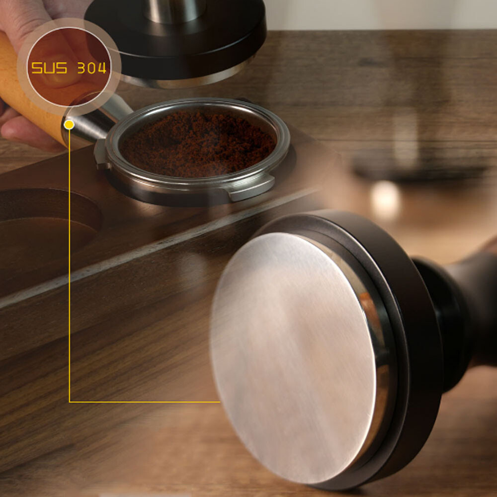 Elastic Coffee Press Double Spring Solid Wood Powder Hammer Elastic Coffee Press