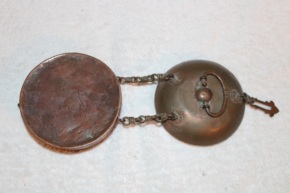 Antique Islamic Valuables Copper Chained Lidded Box