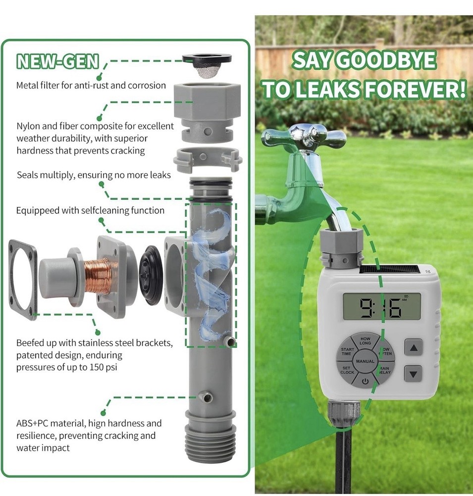 Zuomeng Sprinkler Timer Programmable Irrigation Water Timer Garden Hose Gray