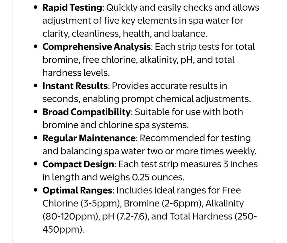HTH Spa Test Strips New