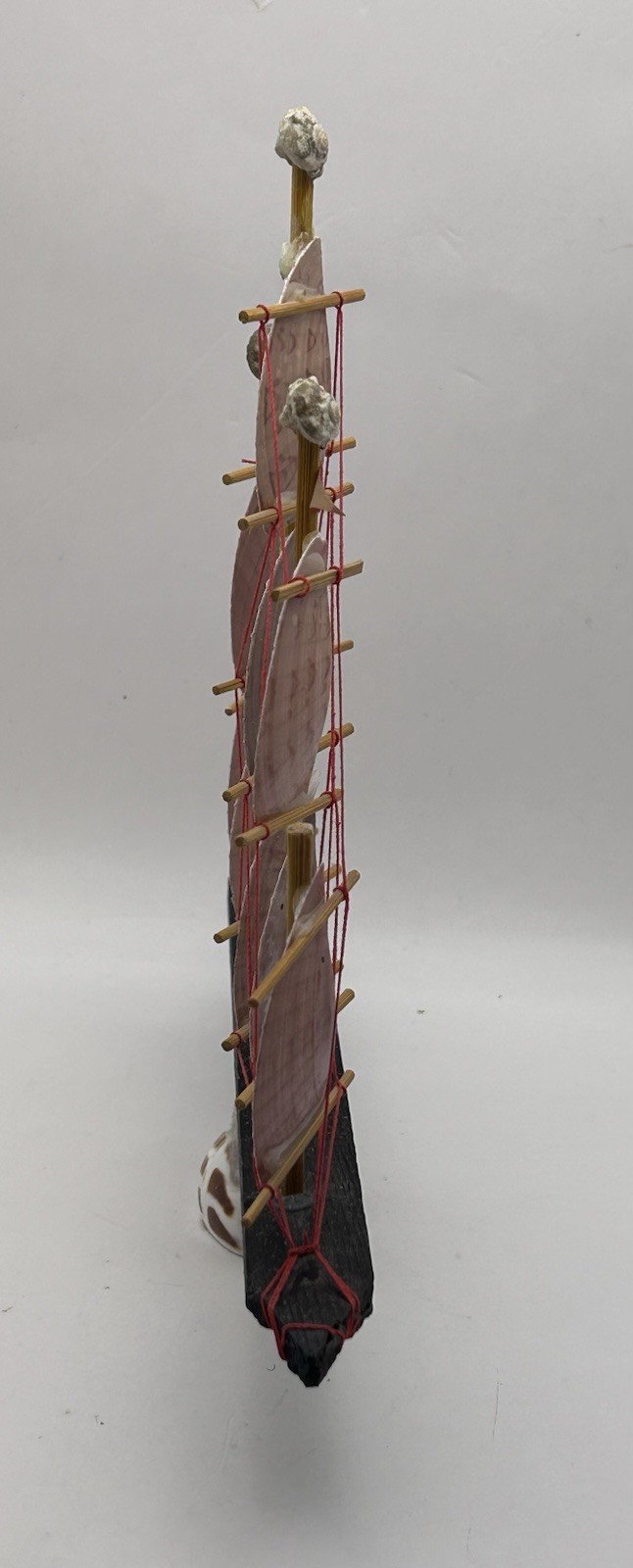 VTG Hand made Sea Shell Wood & Cord Sailing Ship Model St. Thomas V.I.