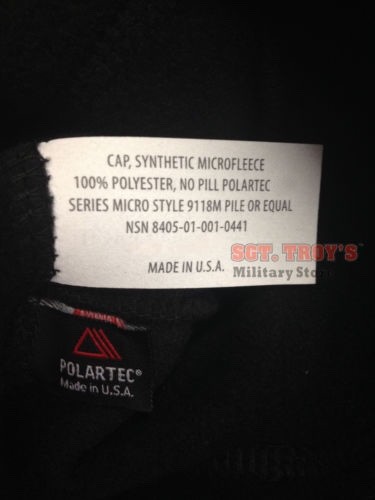 USGI POLARTEC NAVY MICROFLEECE CAP BLACK POLARTEC HAT ARMY FLEECE CAP BEANIE ECW