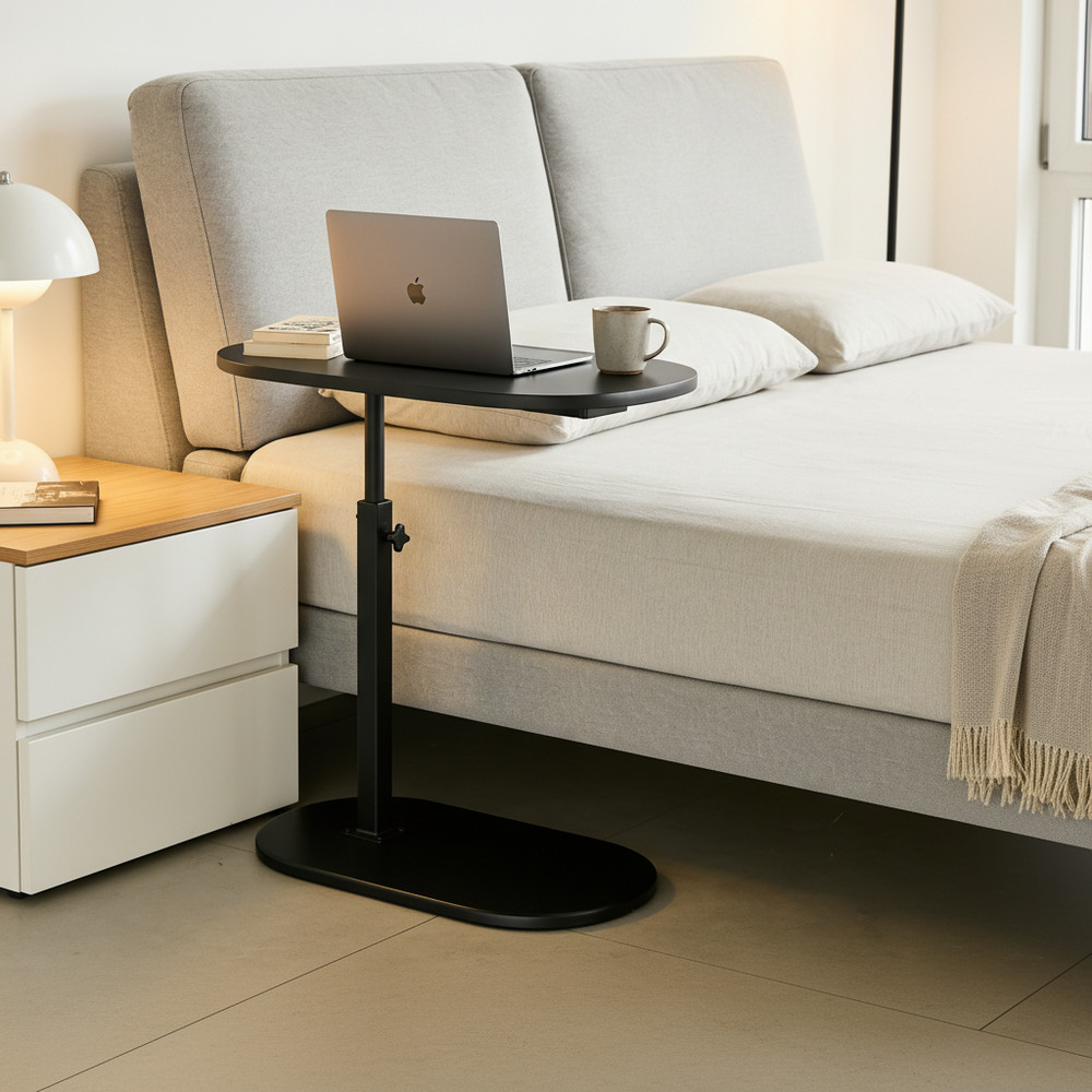 Adjustable Height Flip Top Side Table Overbed Sofa Side Table for Home Office