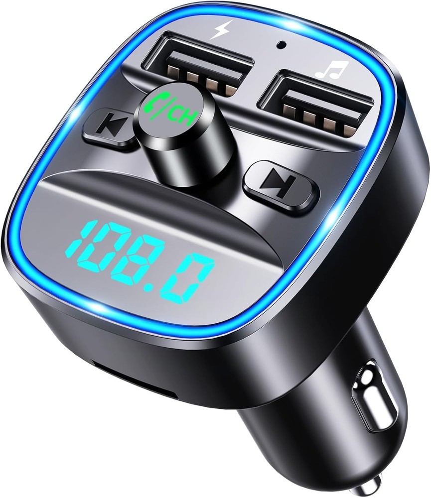 Compact Bluetooth FM Transmitter - Hands-Free Calls & Multi-Device Compatibility